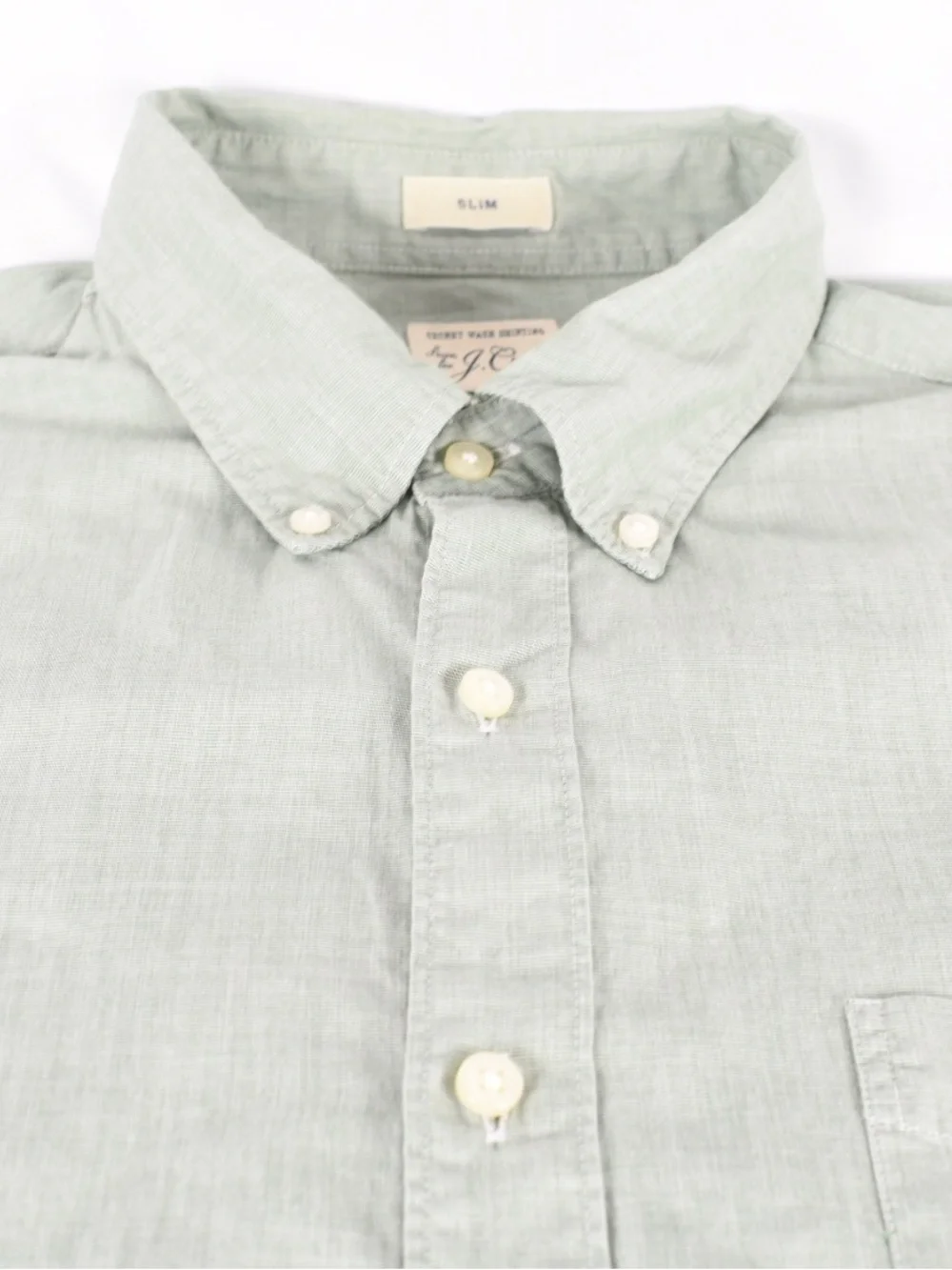 J.Crew Secret Wash Men’s Slim Green Micro Check Cotton Shirt